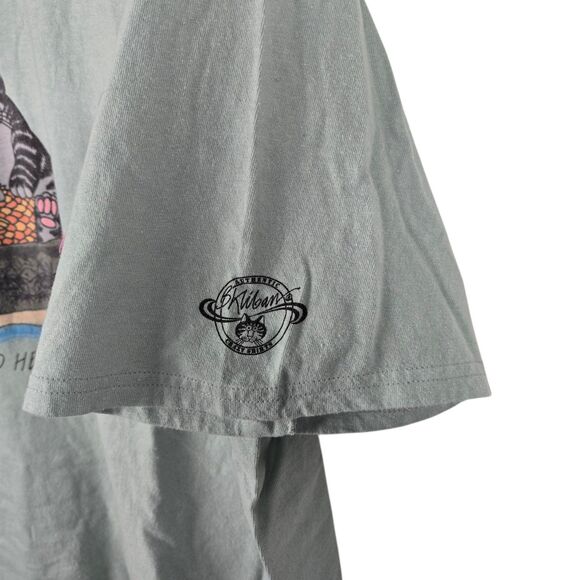 Vtg Crazy Shirts B Kliban Diamond Head Waikiki TShirt XXL Cat Fish Green 2-Sided - Picture 3 of 9